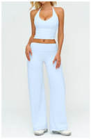 Ensemble de vêtements de yoga et de fitness pour femmes, haut à bretelles et pantalon large taille haute, tenue d'entraînement assortie