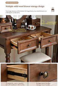Modern <strong>Walnut</strong> Brown Makeup Vanity Set Standing Lighted Mirror Stool Turned Legs Bedroom <strong>Dressing</strong> <strong>Table</strong> for Bathroom/Living Room - Product Image 5