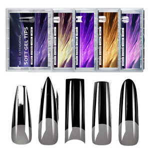 240 pièces de faux ongles XXL à couverture complète en ABS, longs, forme cercueil, français, amande, carré, rectangle, stiletto, pointus, pour nail art - Product Image 1