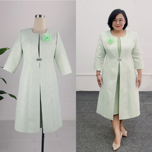 Robes de cérémonie élégantes vertes fraîches grande taille pour femmes, tenue de bureau, vêtements de dimanche, 100 % polyester, infroissable, motif floral - Product Image 3