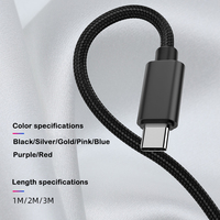Câble de charge rapide USB Type-C en nylon tressé portable 1M 2M 3M pour iPhone 15/16 et pour Samsung Galaxy Mobile