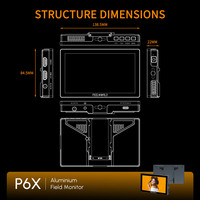 Monitor de Cámara FEELWORLD P6X de 5.5 Pulgadas, Construcción de Aleación de Aluminio, Brillo de 1000nit para Visibilidad en la Luz Solar, Logotipo Personalizado OEM
