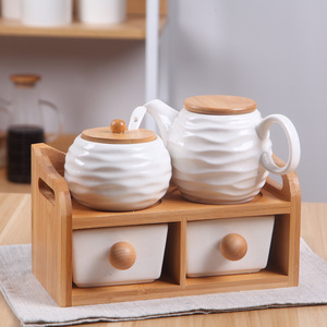 Criativo Cerâmica Condimento jar <span class=keywords><strong>set</strong></span> Kitchenware Spice <span class=keywords><strong>Container</strong></span> <span class=keywords><strong>Set</strong></span> Frasco cerâmico Condimento conjunto com colher - Product Image 2