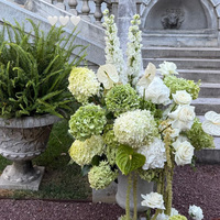 30cm Real Touch Groene Witte Zijden Hortensia Cascade 70 Bloemenbal met Stand voor Bruiloft Tafeldecoratie Bruidsbloem
