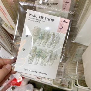 10 Uds. <span class=keywords><strong>Uñas</strong></span> Postizas de Lujo 3D <span class=keywords><strong>con</strong></span> Diseño Floral Transparente, <span class=keywords><strong>Uñas</strong></span> Acrílicas Hechas a Mano al por Mayor, Cobertura Completa <span class=keywords><strong>con</strong></span> Pegamento - Product Image 4