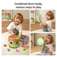 Tumama Enfants 3 en 1 Bébé Électronique Dessin Animé Grenouille Tambour Musique Ensembles Flash Mini Musical Main Tambour Jouet