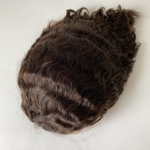 Vente en gros de dentelle de qualité supérieure avec base en PU 12 pouces vague noire hommes toupets remplacement postiche 100% cheveux humains toupet pour hommes - Product Image 5