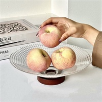 Creatieve minimalistische ronde fruitschaal van glas, kristalhelder, modern, voor thuis, woonkamer, salontafel, snack schaal