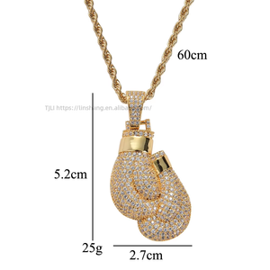 Pendentif de boxe, collier hip hop en zircon avec pendentif de boxe - Product Image 3