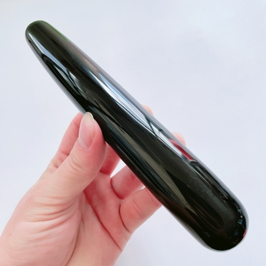 Made in China Schwarzer Obsidian <span class=keywords><strong>17</strong></span>-18cm Zauberstab für Frauen Körper massage Straight Stick - Product Image 1