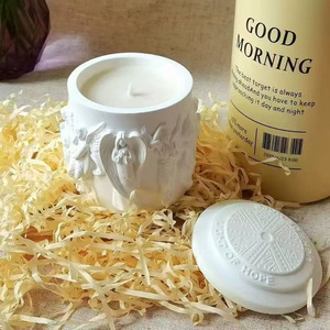Candele Profumate in Cera Naturale <span class=keywords><strong>con</strong></span> Coperchio, a Forma di <span class=keywords><strong>Angelo</strong></span> Intagliato in Gesso, per Battesimo e Aromaterapia - Product Image 2