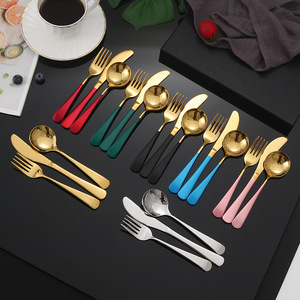 Ensemble de couverts en acier inoxydable 304, couteaux, fourchettes, cuillères, couleur unie, multifonctions, pour la restauration occidentale, les occasions de mariage - Product Image 4