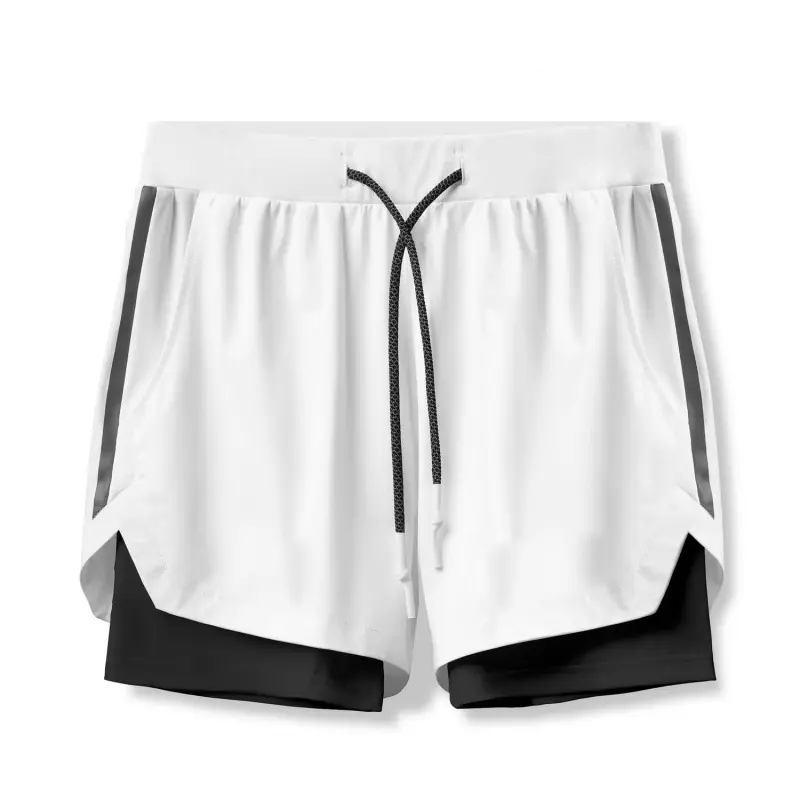 Short double couche pour hommes, logo personnalisé, sweat-shirt respirant, short de sport, séchage rapide, grande taille