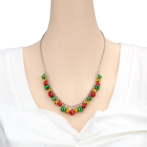 Christmas Bell Jewelry <b>Set</b> Necklace <b>Bracelet</b> Earrings Zinc Alloy Party Fashion Jewelry Red Green Yellow Bells - Product Image 2