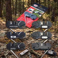 Outil d'affûtage de couteau de poche miniature portable pour l'extérieur, couteau pliable en carbure céramique avec porte-clés pour les activités de plein air