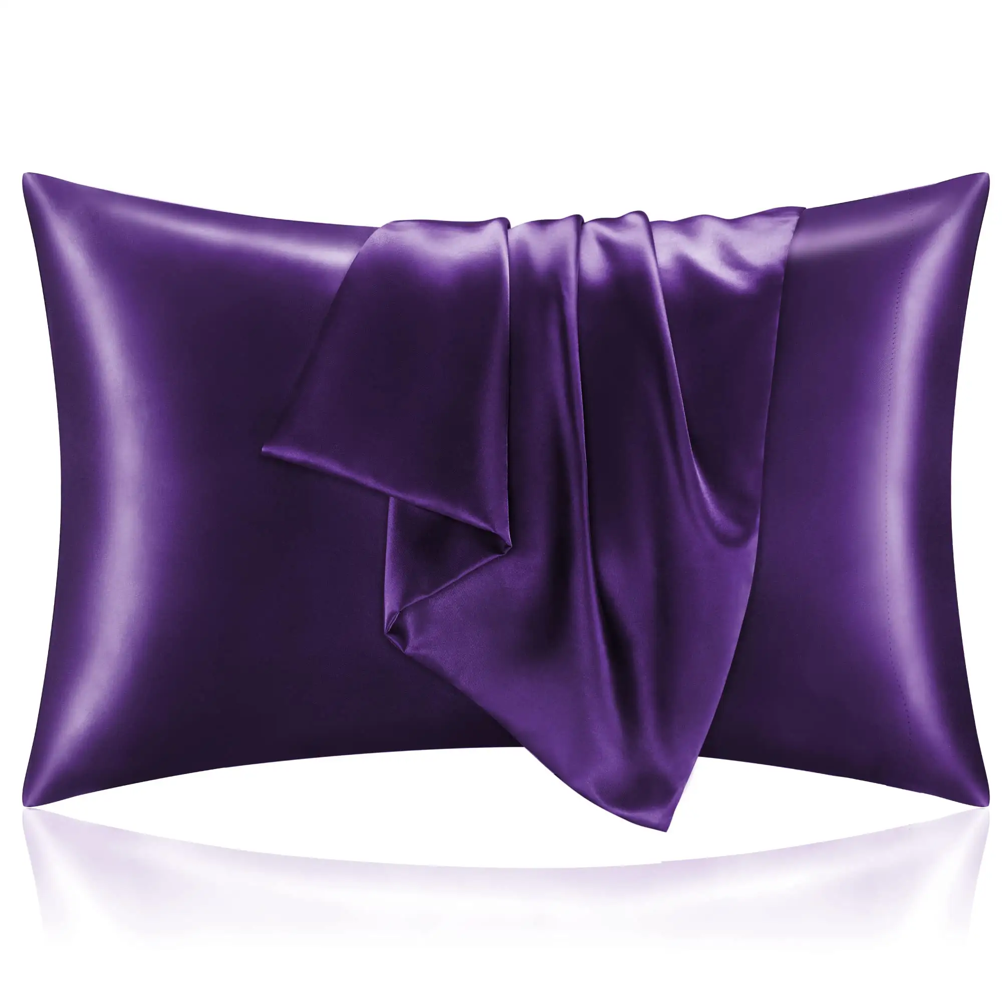새로운 스타일 베갯잇 베개 커버 사용자 정의 색상 베개 편안한 100% 폴리 에스터 새틴 매화 보라색 색상