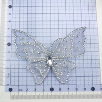 Accessoires de cheveux et bijoux DIY en strass 3D double couche, motifs papillon élégant, fleur de chaussure en cristal, breloques pour Crocs et patchs vestimentaires