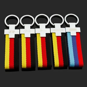 Llavero de coche personalizado con colgante de cadena de nailon tejido tricolor para regalo promocional - Product Image 6