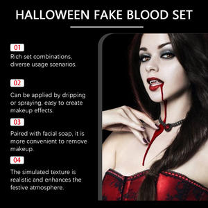 Dowmoo Halloween Set de 3 pièces Peinture lavable Sang artificiel <span class=keywords><strong>Maquillage</strong></span> réaliste à effets spéciaux pour film d'<span class=keywords><strong>horreur</strong></span> Vidéo - Product Image 4