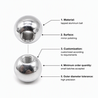 Bille filetée en alliage d'aluminium de haute précision, anodisée, OEM, filetages métriques et impériaux, certificat de matériau disponible