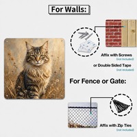 Tableau mural en aluminium motif chat tigré, décoration murale en métal, impression artistique en aluminium, carré 20 cm