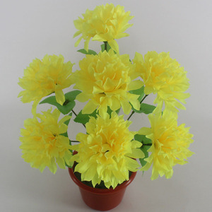 Venta caliente flores de crisantemo artificial Barato 7 cabezas Flor de seda Tela funeraria Ramo de flores artificiales para tumba - Product Image 2