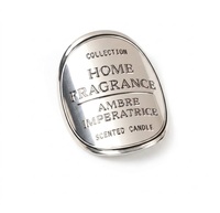 Étiquette de marque de bougie en métal personnalisée OEM, autocollant en aluminium gaufré avec logo pour diffuseur de parfum d'intérieur