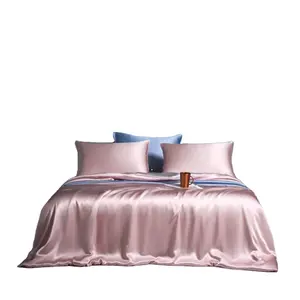 Factory Manufacturer Luxury Silk Duvet Cover 4 Pcs Silk Bed Sheet Set Solid silk sheets bedding set