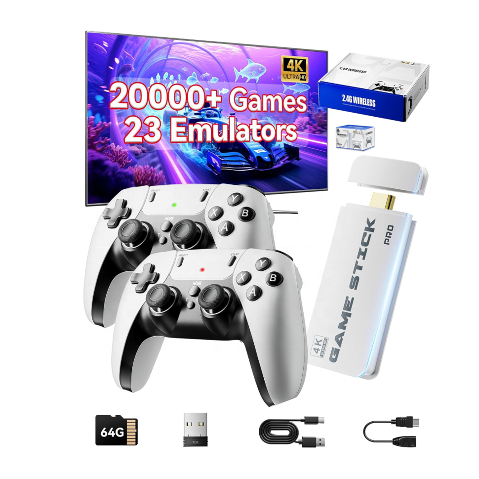 Consola De Videojuegos 3D X2 Plus 4K HD TV GameStick 2.4G Controlador Inalámbrico 128G Incorporado 41000 Juegos Retro Para N64 Psp Ps1 I.886657247