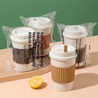 Mug à café portable 450 ml, couleur unie, design moderne et minimaliste, avec couvercle, pour étudiants, idéal pour boire directement du café, du lait, du thé ou de l'eau.