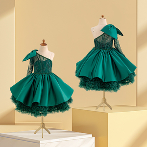 Ahbidier Abito da <span class=keywords><strong>Damigella</strong></span> Natalizio per Bambine, Vestito da Sera con Tutu, Abito da Principessa Asimmetrico per Bambine da 1 a 8 Anni - Product Image 2