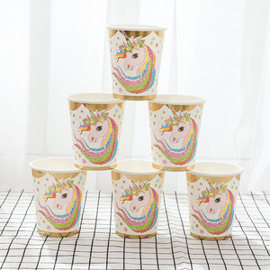 Décoration de fête d'anniversaire pour enfants, vaisselle jetable à estampage à chaud, fournitures sur le thème de la licorne - Product Image 3