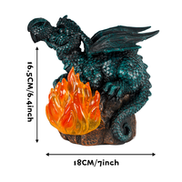 Statue de dragon en résine, ornement de jardin à énergie solaire avec lumière de feu, imperméable, décoration de pelouse, de patio et de jardin, figurine