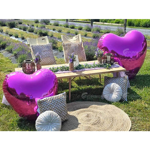 Bola de corazón de <span class=keywords><strong>amor</strong></span> metálica inflable para fiesta, Bola de espejo inflable decorativa, globos metálicos, bolas inflables gigantes grandes y brillantes - Product Image 1