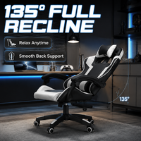 Fauteuil de bureau gaming AOR Lift Chair en tissu PU avec roulettes, panneau composite multicouche et coussin en éponge, noir et blanc, directement de l'usine
