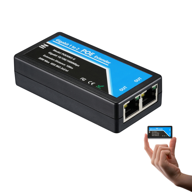 REVODATA 3 Port Gigabit PoE Extender 1 in 2 Out 30W POE Repeater 1000 Mbps 100 Meters Plug and Play (POE5003G)