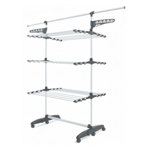 Porte-vêtements en métal épais à 3 niveaux, séchoir à <span class=keywords><strong>linge</strong></span> réglable sur pied pour balcon - Product Image 6