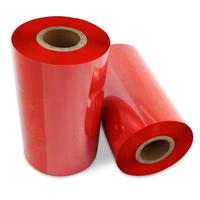 Pita Berbasis Resin Merah 110mm*300m Gulungan TTR Transfer Termal Tahan Pelarut untuk Printer Label Barcode Pasokan Grosir