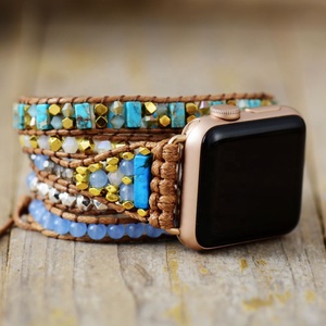 Có Thể Điều Chỉnh Aquamarine Pha Lê Hạt Dây Đeo Đồng Hồ <span class=keywords><strong>2025</strong></span> Tương Thích Garmin Cho Fitbit Smartwatches 38Mm-45Mm Tôn Giáo Loại - Product Image 1