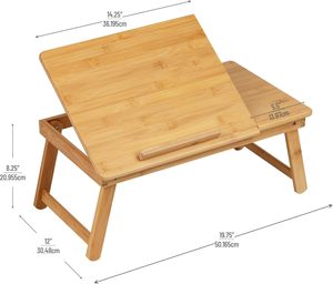 Table pour ordinateur portable en bois écologique Mind Reader Brown, 21,25 po x 13,19 po x 8,25 po, plateau pliable en bambou pour dortoir, <span class=keywords><strong>lit</strong></span> - Product Image 4