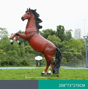 פסל דגם סוס לבן גדול מסיבי זכוכית, קישוט דשא חיצוני לבית - Product Image 4