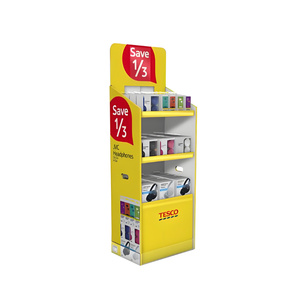 Estante de suelo de cartón corrugado de 3 niveles personalizado, soporte de exhibición de tienda para promoción de productos - Product Image 6