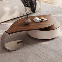 Ensemble de meubles de salon en bois moderne gigogne Chine petite forme ovale Table à thé d'appoint Design Table basse en forme de feuille