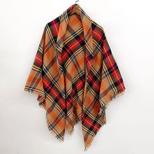 Phụ nữ thanh lịch mùa đông Alpaca kiểm tra kẻ sọc Poncho khăn choàng khăn quàng cổ mùa đông thanh lịch làm bằng polyester bền - Product Image 4