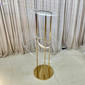 LEDA Meilleure vente Centre de table de mariage en métal doré avec panneau acrylique et éclairage pour la décoration d'événements et de fêtes - Product Image 4