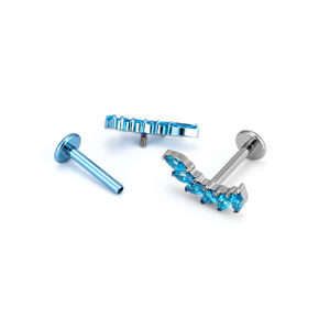 5 ए ज़िरकॉन छह मार्क्विज-आकार वाली भेदी गहने एस्टम f136 चिकित्सा-ग्रेड टाइटेनियम मिश्र धातु एडाज़्ड रंग बदलने वाले कान स्टड - Product Image 6