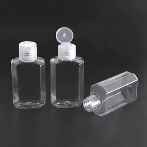 30毫升便携式酒精宠物瓶50毫升凝胶洗手液平板塑料瓶方形带翻盖
