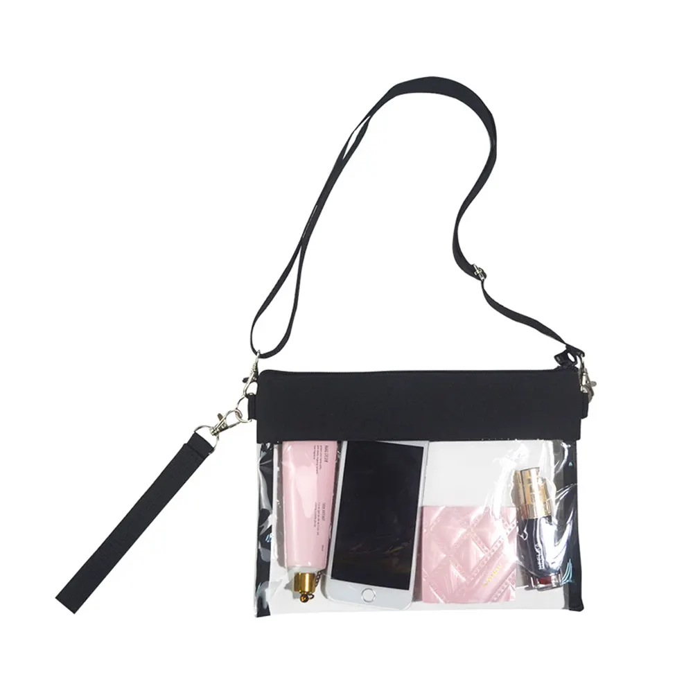 Custom Logo Fashion Transparent Clear PVC Stadium Approved Mini Bag Lady Cross Body Shoulder Jelly Purse Handbag