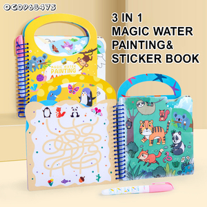 كتاب تلوين المياه للأطفال 3in1 Montessori ملصقات رسم كتاب للأطفال - Product Image 2