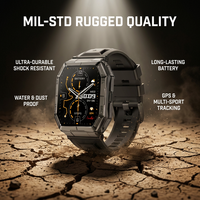 Montre connectée robuste pour homme, étanche 3ATM, GPS, batterie grande capacité 1000 mAh, alliage de zinc, écran IPS 1,95 pouces, multisports, K78